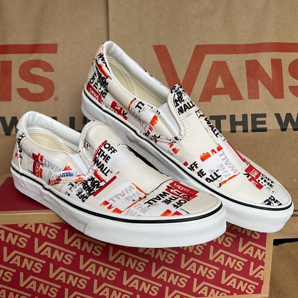 Vans Men’s Classic Slip On Packing Tape Blackdbl/Classic True White sneakers - Picture 5 of 16